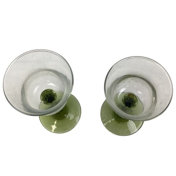 Set of 2 Vintage PartyLite Green Glass Stem Votive Tealight Candle Holders - Picture 3 of 5